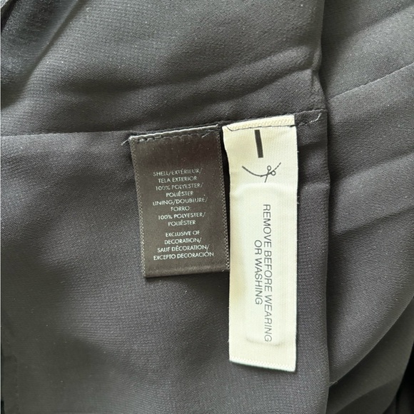 Ann Taylor Embroidered Dress Black Tie Sleeve Split Neck Size 0P - Picture 14 of 14